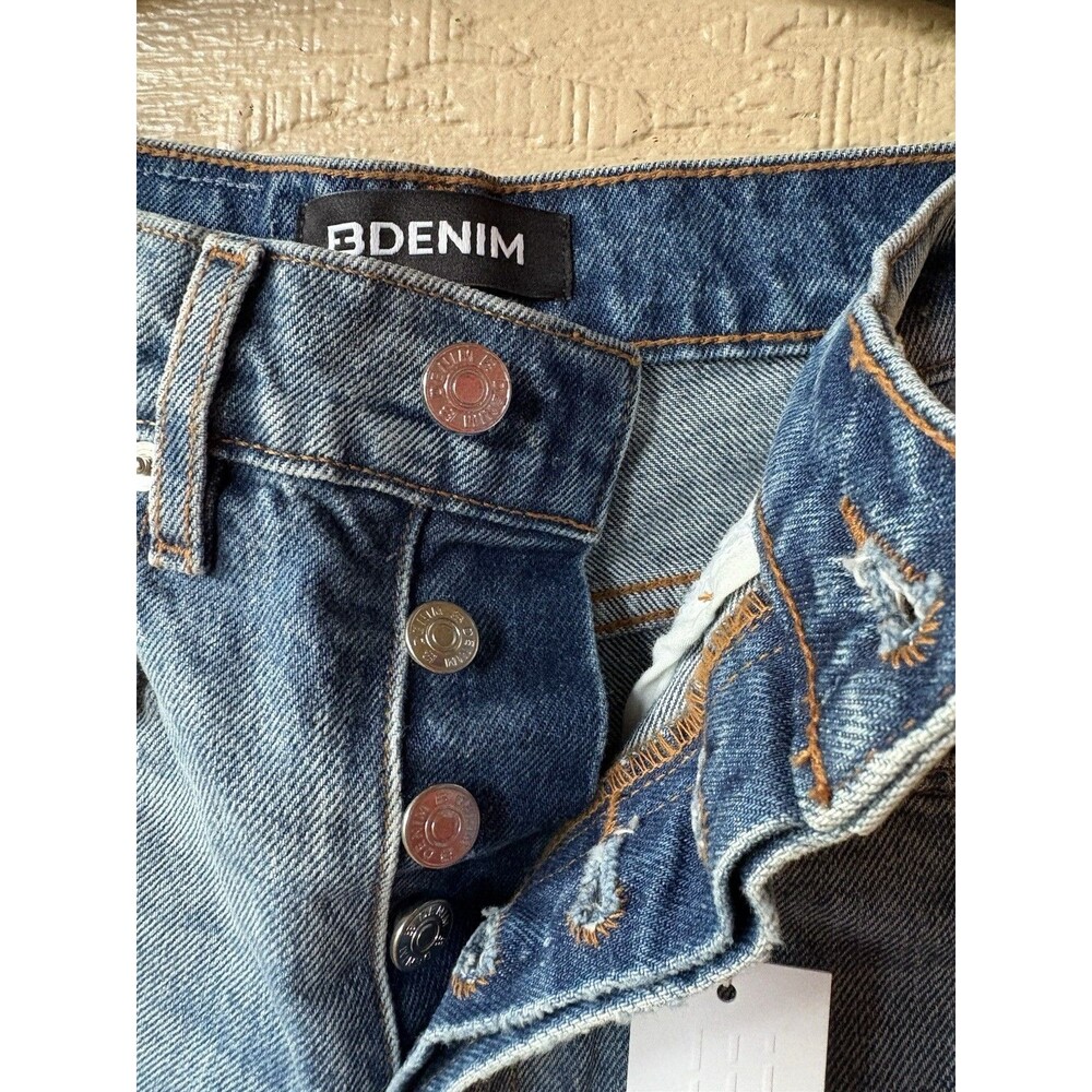 EB Denim womens Unraveled Two Jean size 23 Luca Button Fly Ankle Slit 33" inseam - Picture 7 of 8